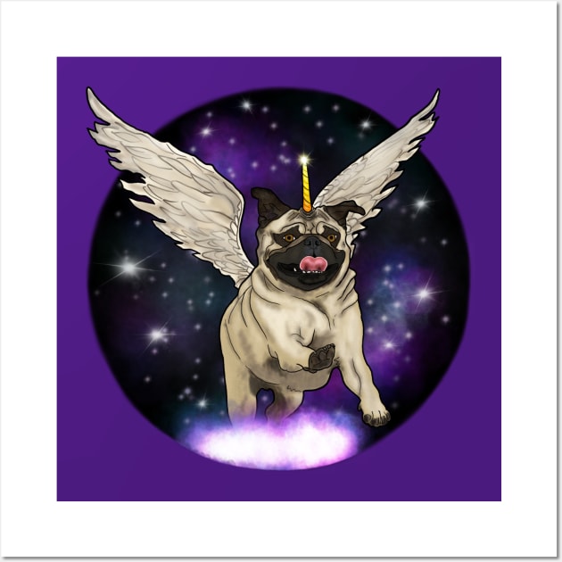 Pugicorn Pugasus in Space! Wall Art by FivePugs